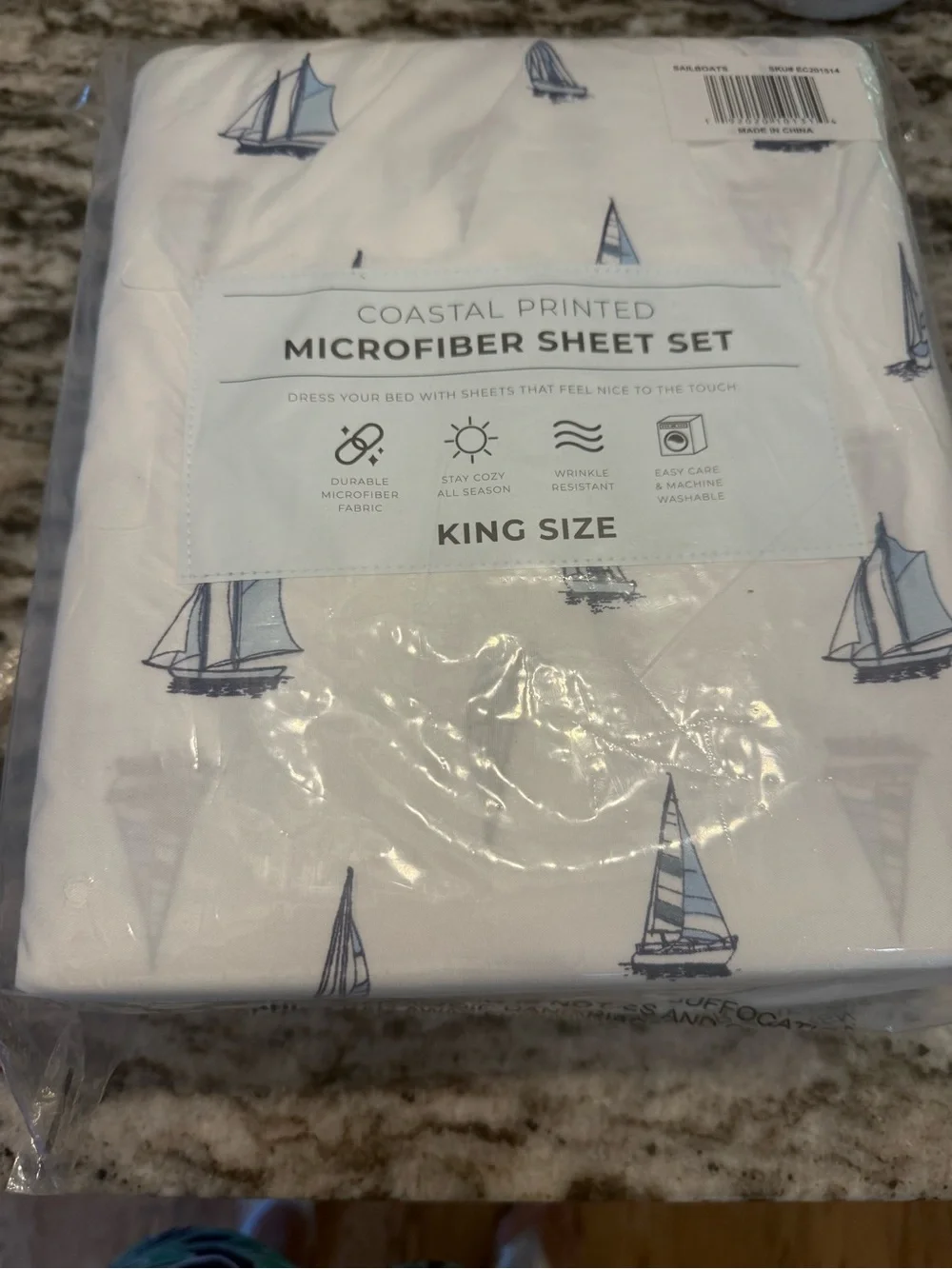 Two - never opened- King Sheet Sets - Blue and White Microfiber- $50 for both.